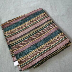 Vtg Textile Art & Film Fabric Brown Green Stripe Quilting Cotton 45" 2.5 Yds